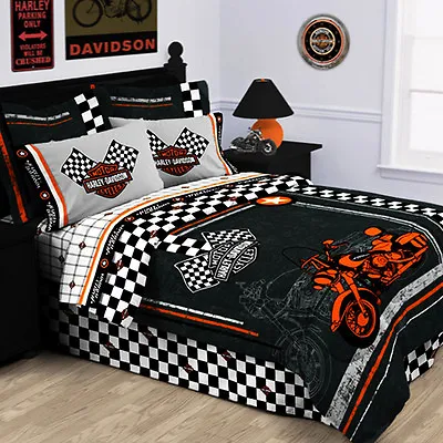 $9.95 • Buy Harley Davidson® Racing Flag Pillow Shams-Set Of 2 Shams-Black