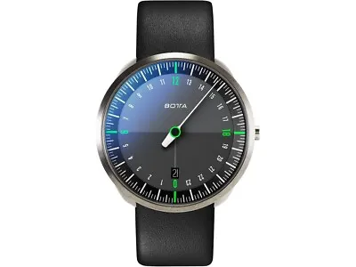 Botta UNO 24 Titan Black Green 24 Hour Watch With A Hand 5atm Waterproof • £322.34
