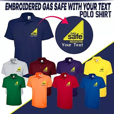 Embroidered Your Text Gas Safe Register Classic Polo Shirt Engineer Work Staff • £10.99
