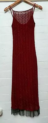 ZHIVAGO Designer Label Womens Red Ling Stretch Raised Crochet Knit Dress Size 10 • $150