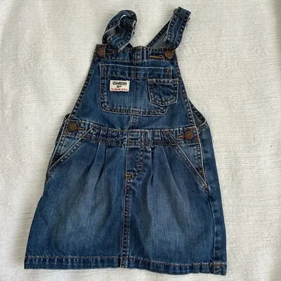 OSHKOSH Girls Size 4  Blue Denim Pinafore Dress EUC • $30