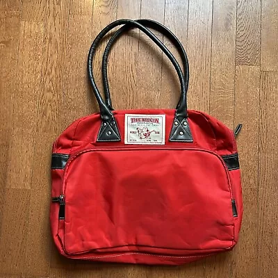 True RELIGION Black Red DUFFLE BAG Travel Athletic Sport Carry-On/Labtop Buddha • $15