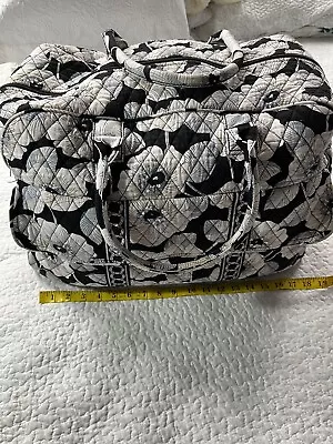 Vera Bradley Large Travel Duffel Bag Lots Of Pockets Black Gray Beige Great Cond • $26