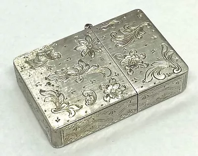 Vintage 800 Silver Hand Etched 6 Sided Flip Top Lighter Zippo Butane Insert • $195