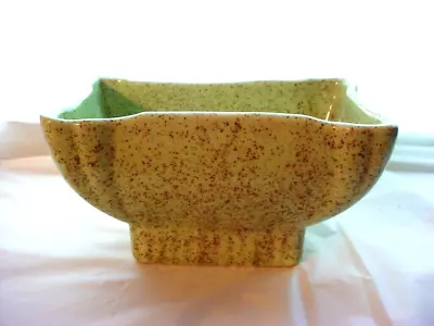 Speckled Green Planter Retro Midcentury Ceramic Pottery Vintage • $8.96