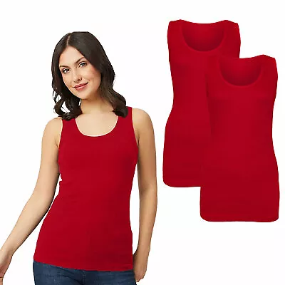 Womens Camisole Vest Top Ladies Stretchy Casual Tank Tops Ribbed Cami Cool Shirt • £7.49