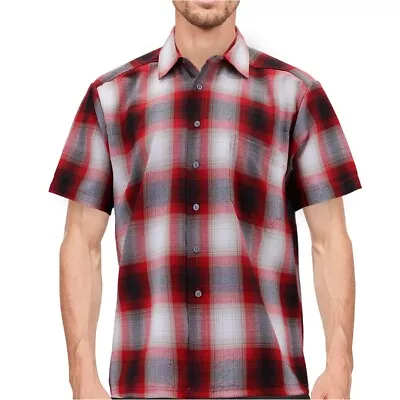 Maximos Men's Plaid Shirt Full Button Down Short Sleeve Classic Western Shirt • $28.88