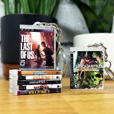 Mini PS3 Game Case Keychains Miniature Sony Playstation 3 Cover Art Gamer Gift • $7.49