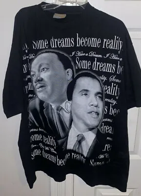 Martin Luther King Barack Obama Black Rights Leaders Vintage T-Shirt 3XL Black • $9.99
