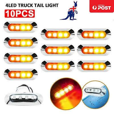 10X Amber/Red Clearance Lights Side Marker 4 LED Truck Trailer Caravan 10-30V • $32.29