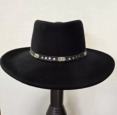 Vintage Flex Felt Gambler Fedora Hat Size S Black 100% Wool Made In USA • $34.99