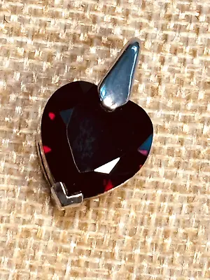 Vintage 925 Sterling Silver Red Garnet Glass Heart Pendant • $22