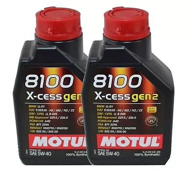 Motul 2 Liters 8100 X-cess Gen2 SAE 5W-40 100% Synthetic Engine Motor Oil 2 X 1L • $28.95