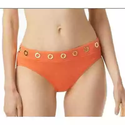 MICHAEL Michael Kors Grommet Solid Bikini Bottoms L75304 Womens Size L • $52.48