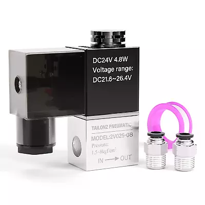 1/4 Inch NPT 24V 2 Position 2 Way Normally Closed Electric Solenoid Air Valve 2V • $21.55