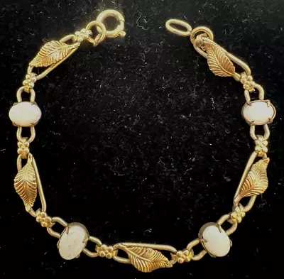 Vintage 14k Gold Filled & Opal Link Bracelet • $39.99