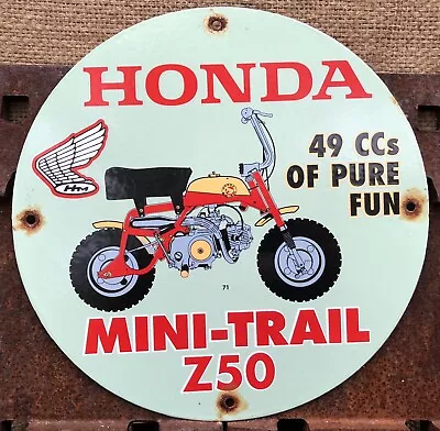 Vintage 1971 Dated Honda Mini-trail Z-50 Dealership Porcelain Mini Bike Sign • $12.50