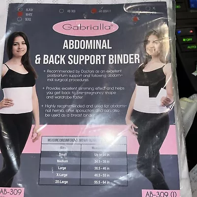 Gabrialla Abdominal Back Support Binder Large White Breathable Elastic Slimming • $12.92