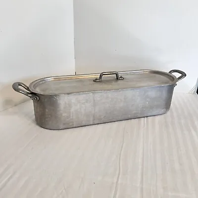 Vintage 17  Aluminum Fish Poacher Pot Lid & Trivet 21-1/2  Including Handles • $26.99