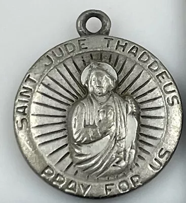 Vintage Catholic St Jude Thaddeus Genuine Pewter Medal • $9.99