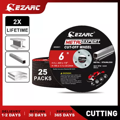 25PACK 6  EZARC Thin Cut Off Wheels Metal & Stainless Steel For Angle Grinders • $29.99