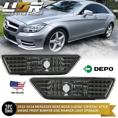 Crystal Smoke Bumper Side Marker Lights For 2012-2014 Mercedes W218 CLS 550 • $44.95