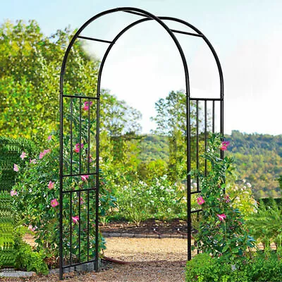 7.2Ft Garden Arch Steel Arbor Wedding Garden Decoration Climbing Plants W/Stakes • $128