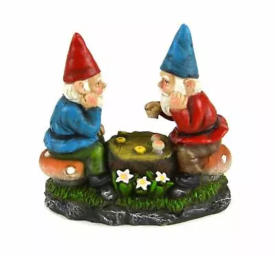 Miniature Fairy Gnome Garden Gnomes Playing Chess - Buy 3 Save $5 • $16.10