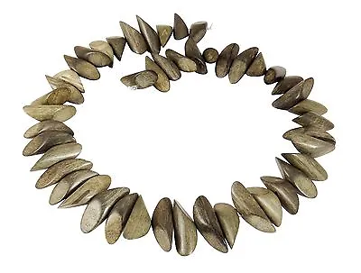 $17.41 • Buy Indian Silver Grey Wood Beads   Twin Cut ~ 0 15/16-1 1/32in Super Nice