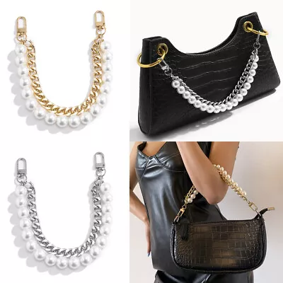 24cm Metal Imitation Pearl Handbag Strap Bag Purse Chain Handle Replacement • $12.95