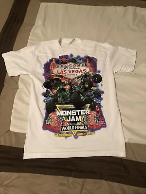 A17- Alstyle Unisex T-Shirt White Monster Jam World Finals  XIX 2018 Adult Small • $9.99