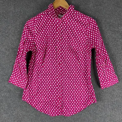 W Lane Button Up Shirt Womens 8 Pink White Polka Dot Collared Formal NEW • $17.46