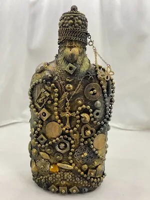 Altered Steampunk Bottle Decorated - Painted - Bottle Art • $35