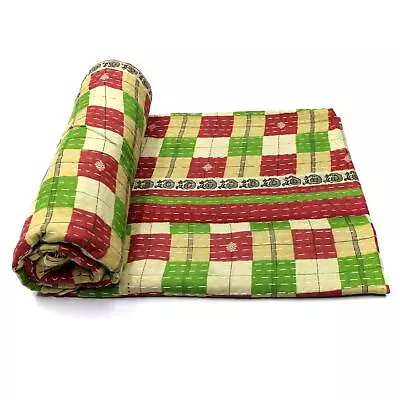 Vintage Quilt Indian Organic Cotton Bedspread Bohemian Bedding Blanket • $39.99