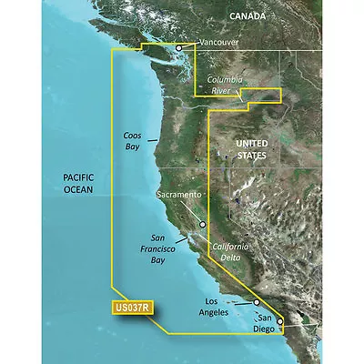 Garmin Bluechart G3 Vision VUS037R Vancouver San Diego West Coast Chart MicroSD • $310