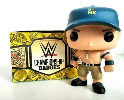 £22.99 • Buy WWE Wrestling Funko Pop! John Cena (Blue Cap) Plus 10 Championship Badges Set