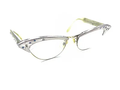 American Optical AO Vintage Silver Gold Cat Eye Eyeglasses Frames 18 135 USA • $99.99