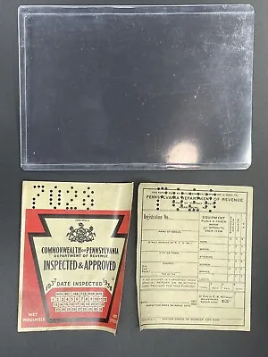 1937-1938 Pennsylvania Inspection Sticker W/ HOLDER Pa Vtg Car Truck UNISSUED • $51.26