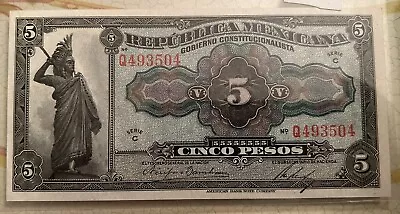 Mexico 5 Pesos 1915 UNC Republica Mexicana • $39