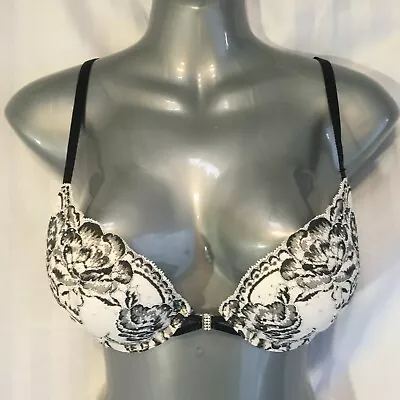 Bra La Senza Size 34 B  Hello Sugar White Black Floral Lace Padded Push Up Wired • $24.88