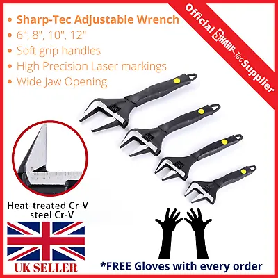 Sharp-tec Adjustable Wrench 6 Inch 8 Inch 10 Inch 12 Inch Slipjoint Spanner • £17.99