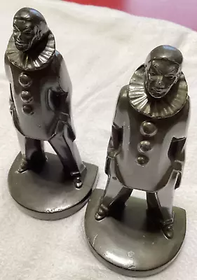 NUART  Antique Art Deco Pierrot Clown Figures / Bookends 1930's Le Verrier Style • $70