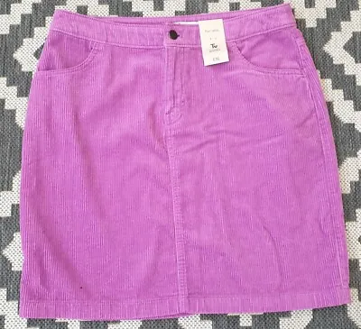 Tu Woman Lilac Corduroy Short A Line Zip Front Skirt With Pockets Size 12 Bnwt • £7