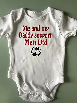 Personalised Baby Vest Grow Body Suit New Born Football Team Man City/utd Gift • £5.75