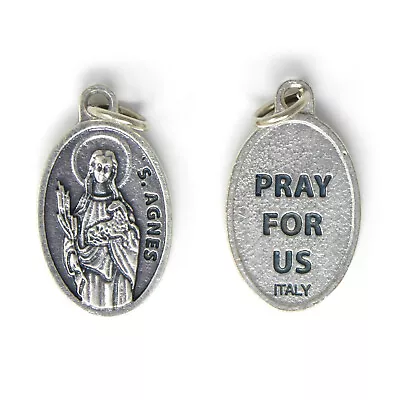 2cm Silver Metal St. Agnes Medal For Rosary Beads Pendant Catholic Saint • £2.50