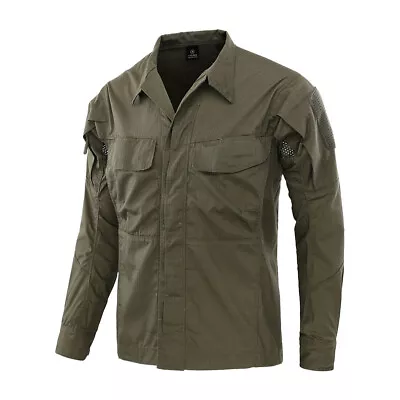 Military Tactical Men's Combat Shirt Long Sleeve Army Casual Hiking Camouflage • $37.99