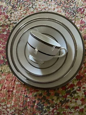 Mikasa Imperial Flair Platinum Place Setting Dinnerware Excellent • $55