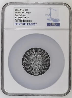 2024 Niue Dot Art 2 Oz Silver Lunar Year Of The Dragon NGC Reverse PF70 Pop 2 • $269