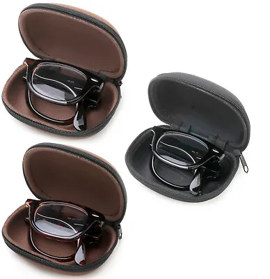 $8.95 • Buy Compact Reading Glasses Foldable With Carry Case Classic Folding Reader Retro