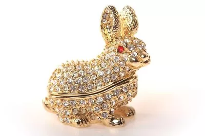 Keren Kopal Golden Rabbit Trinket Box Decorated With Austrian Crystals • $44